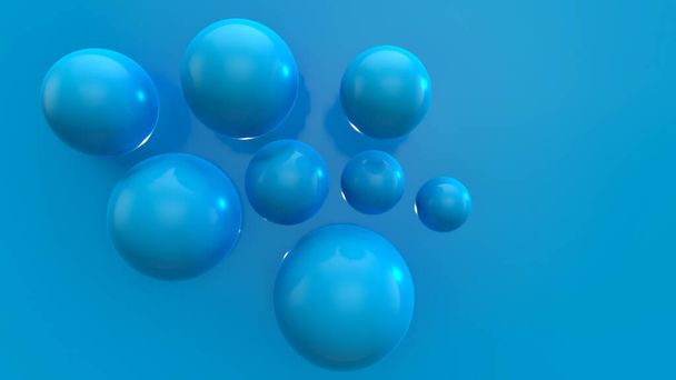 3d render blue sphere background. 3d objects geometric shape - Foto, afbeelding
