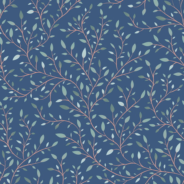 Branch and leaves seamless pattern nature background - Вектор, зображення