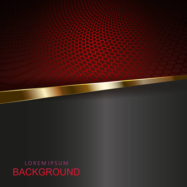 Fondo de malla rojo oscuro abstracto, color oro oblicuamente rayado - Vector, imagen