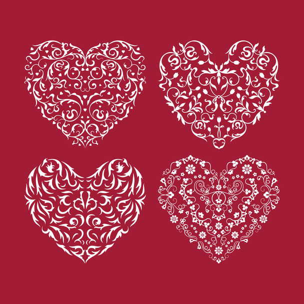 Srdce sbírka bílá na červené - Vektor, obrázek