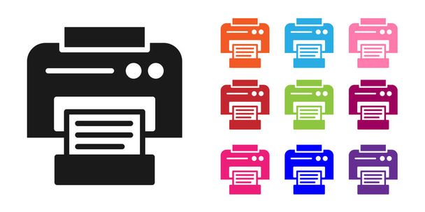Black Printer icon isolated on white background. Set icons colorful. Vector Illustration. - Vector, Image