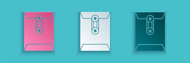 Papiergeschnittenes Umschlagsymbol isoliert auf blauem Hintergrund. E-Mail-Nachricht Brief Symbol. Papierkunst. Vektorillustration. - Vektor, Bild