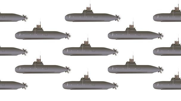 submarino sin costura sobre fondo blanco, concepto de ilustración 3d - Foto, Imagen