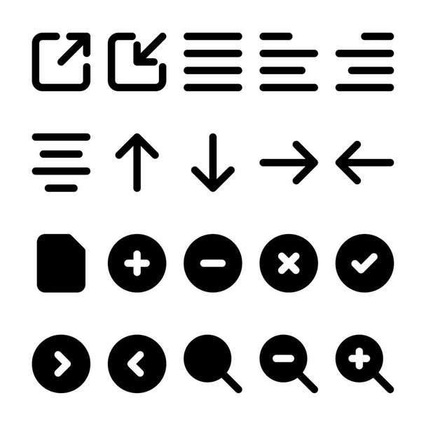 icônes glyphe noir pour l'interface utilisateur. - Vecteur, image