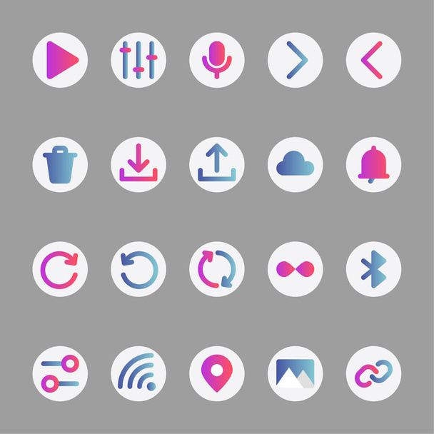 Gradient color icons for user interface. - Vector, Imagen