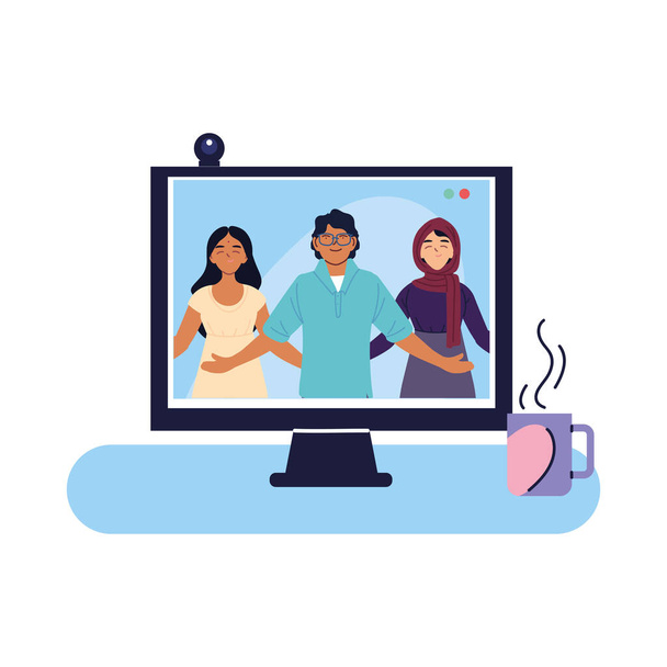 Indian muslim women and man cartoons in computer vector design - Вектор, зображення