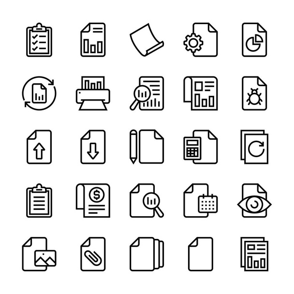 Black outline icons for files. - Vector, afbeelding