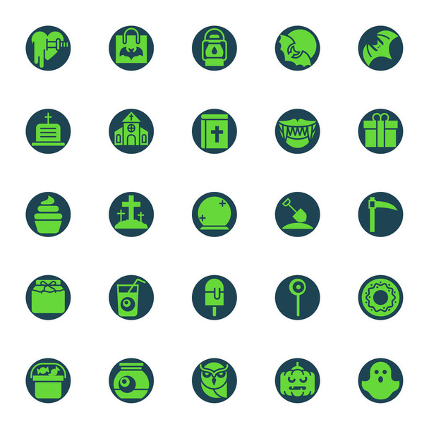 Green color icons for halloween. - Vector, Image