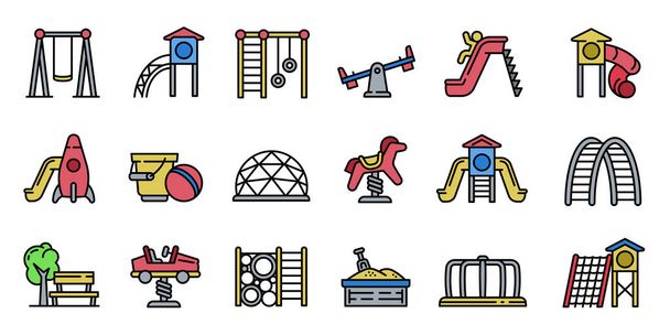 Kid playground icons set, outline style - Vektori, kuva