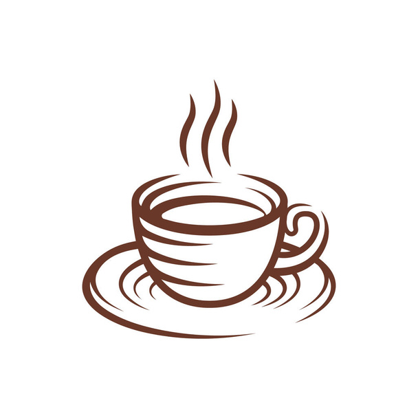 Kahve Logosu tasarımı vektör çizimi. Cafe ve restoran için klasik kahve logosu vektör tasarımı kavramı. Logo, simge, etiket, rozet, işaret ve sembol için soyut Kahve Dükkanı vektör tasarımı. - Vektör, Görsel