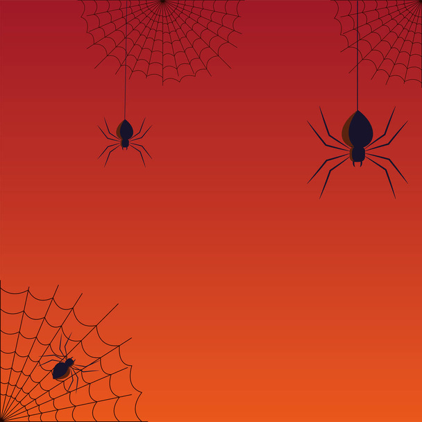 Diseño vectorial de arañas y telarañas de Halloween - Vector, imagen