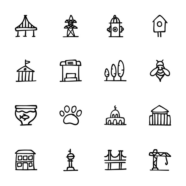 icone disegnate a mano - Doodles, vettore - Vettoriali, immagini