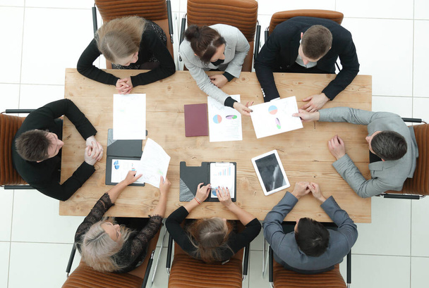 top view. business team works with business documents - Фото, изображение