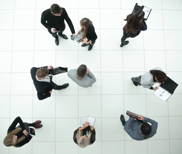 top view. group of diverse business people with financial documents - Photo, image