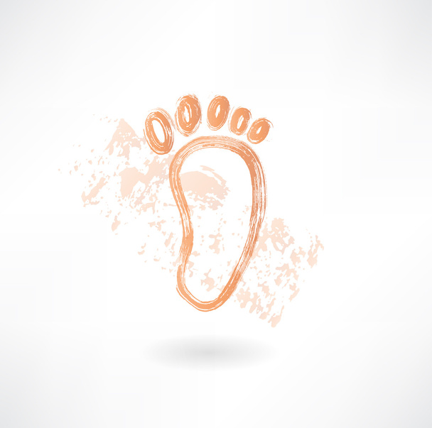 Grunge-Ikone mit menschlichem Fußabdruck - Vektor, Bild