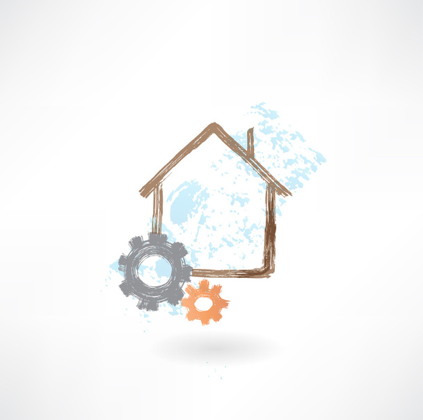 house repair grunge icon - Вектор,изображение