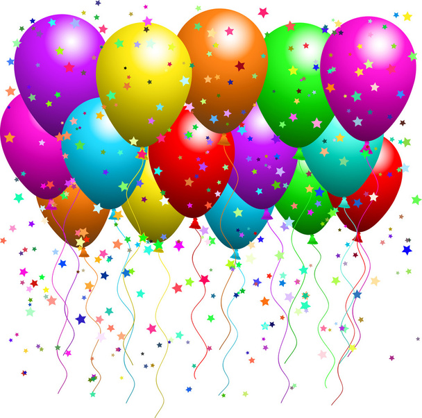 Balloons and confetti - Vector, Image