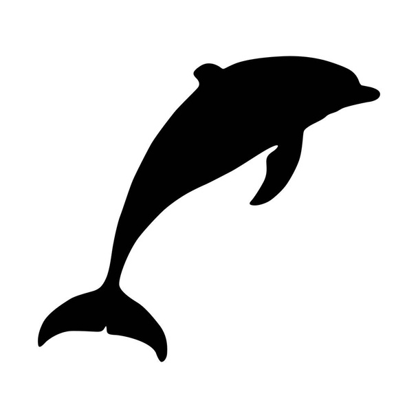 Delfin (Delphinus Delphis) Silhouettenvektor weltweit in wärmerem Meer gefunden - Vektor, Bild