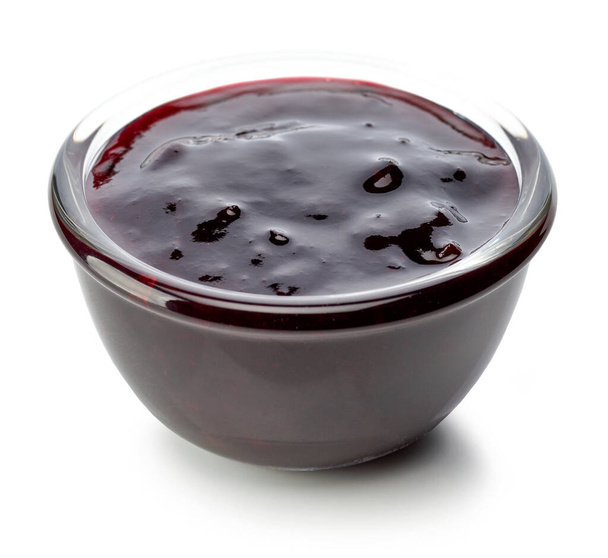bowl of black currant jam isolated on white background - Photo, Image