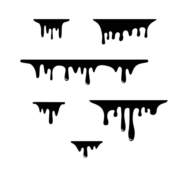 Vector illustration of paint dripping, dripping liquid. Current paint, stains, drops. Current inks. Paint flows background.  - Vector, Image