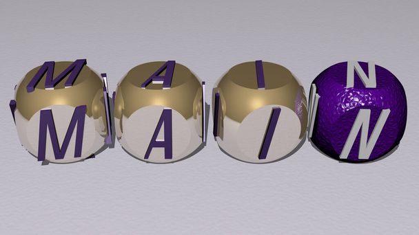 MAIN szöveg kocka betűkkel, 3D illusztráció - Fotó, kép