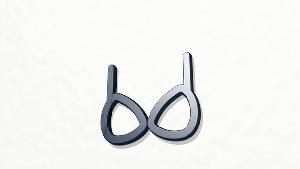 Unterwäsche BH-Spitze 3D-Symbol an der Wand, 3D-Illustration - Foto, Bild