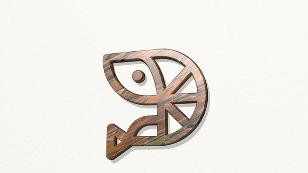 SEAFOOD SHRIMP 3D значок на стіні, 3D ілюстрація
 - Фото, зображення