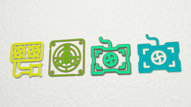 hűtőrendszer 4 ikonok készlet, 3D illusztráció - Fotó, kép