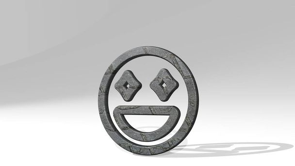 Ikona 3D SMILEY SHINE stojąca na podłodze, ilustracja 3D - Zdjęcie, obraz