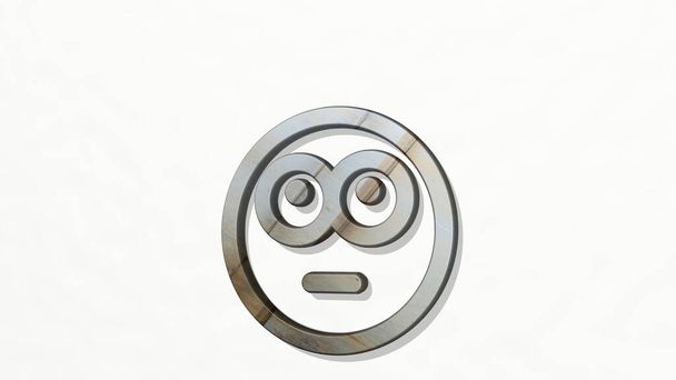 smiley trouble 3D icon on the wall, 3D illustration - Photo, Image