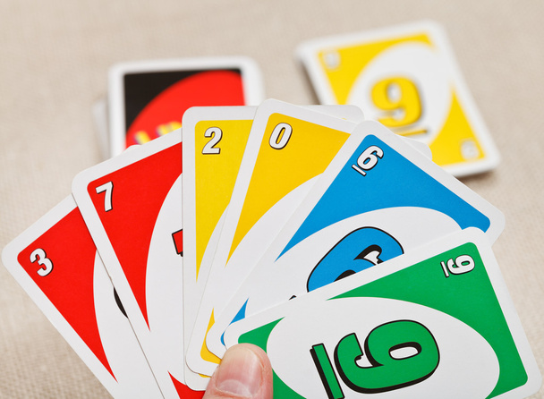 Uno card game played with specially printed deck - Fotó, kép