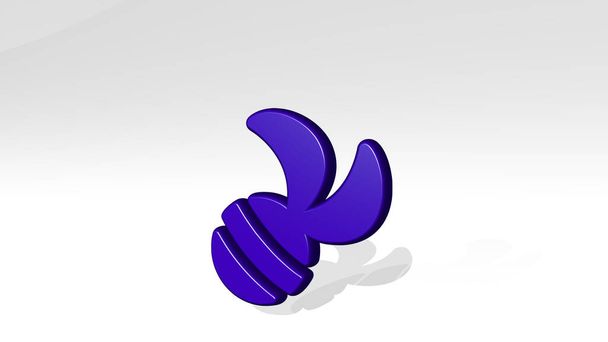macska fonal 3D ikon casting árnyék, 3D illusztráció - Fotó, kép