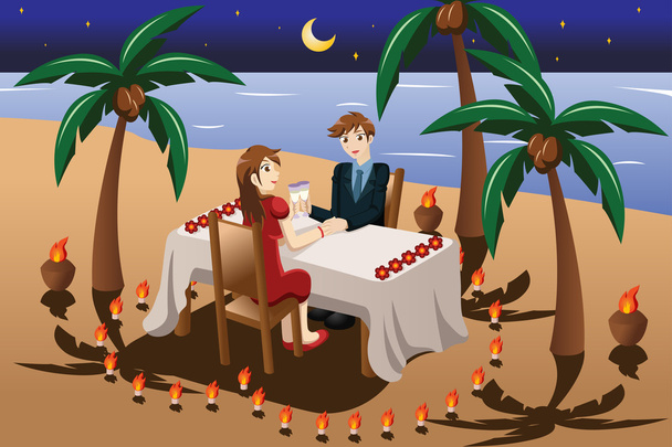 Coppia con cena romantica a lume di candela
 - Vettoriali, immagini