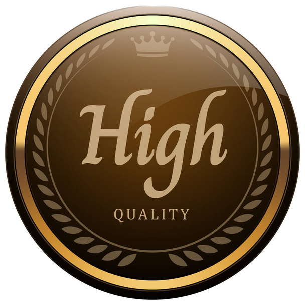 Insigne de haute qualité brillant brun métallique couronne de laurier d'or couronne logo rond - Vecteur, image