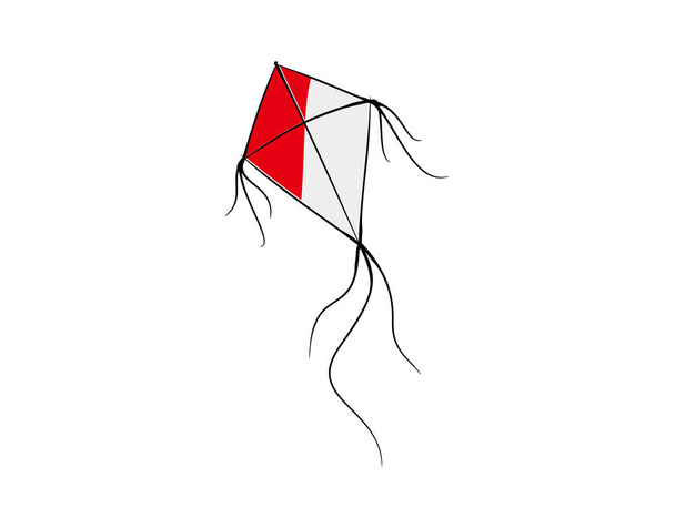 赤と白の凧が白い背景に描かれています - ベクター画像