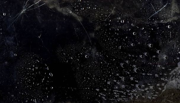 wet broken glass dirty surface dust water drops - Foto, Imagen