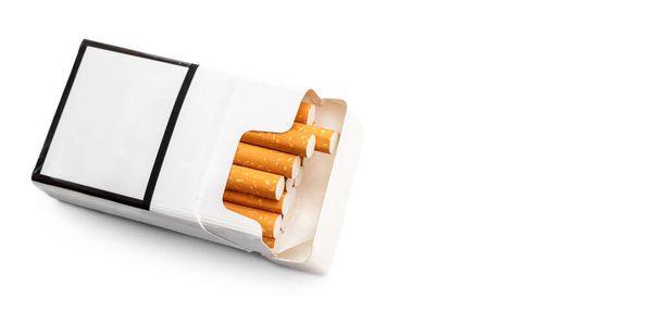 Cigarettes pack on white background. Copy space. - Photo, Image