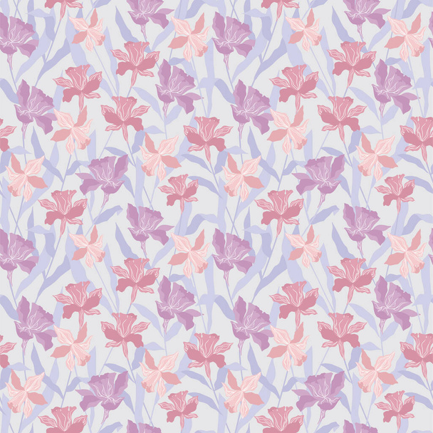 modern style pastel color flower seamless pattern - Vector, imagen