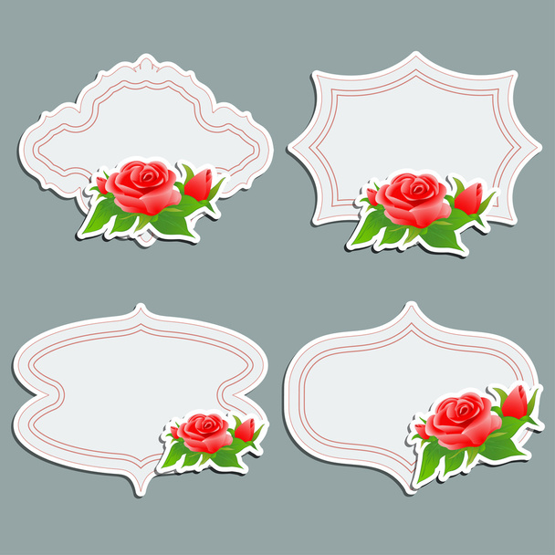 Set of vintage greeting cards with bright rose. - Vektör, Görsel