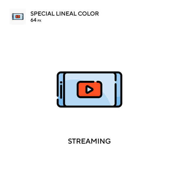 Streaming Spezielles lineares Farbsymbol. Illustration Symbol-Design-Vorlage für Web-Mobile UI-Element. Perfekte Farbe modernes Piktogramm auf editierbarem Strich. - Vektor, Bild