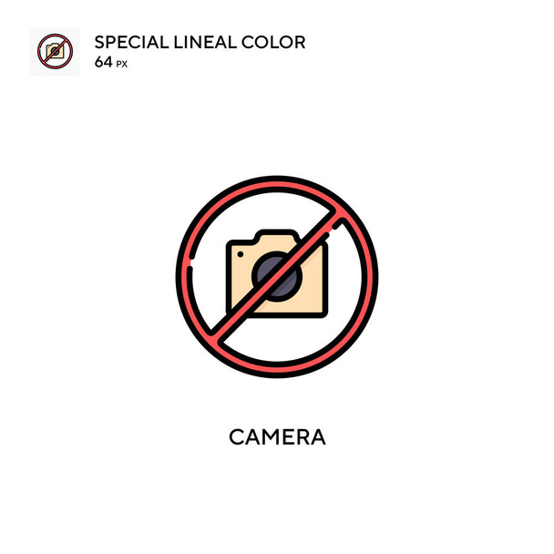 Специальная иконка цвета камеры. Шаблон оформления символов иллюстрации для веб-мобильного пользовательского элемента. Идеальный цвет современной пиктограммы на редактируемый штрих. - Вектор,изображение