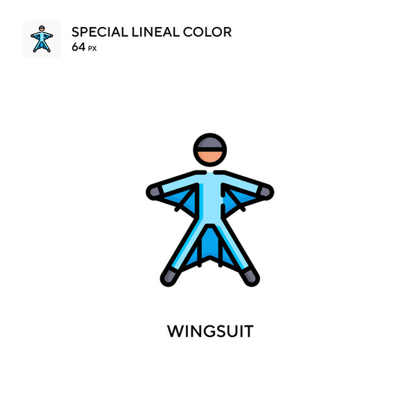 Wingsuit Különleges lineáris szín ikon. Illusztráció szimbólum design sablon web mobil UI elem. Tökéletes szín modern piktogram szerkeszthető stroke. - Vektor, kép