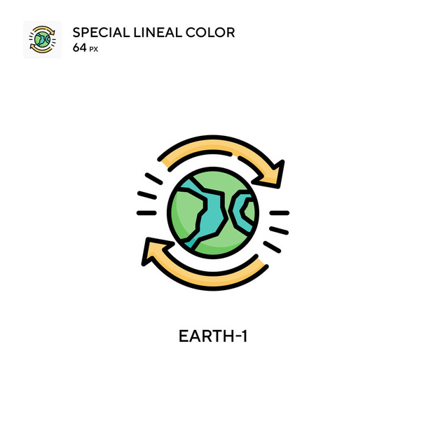 Earth-1 Ícone de cor linear especial. Modelo de design de símbolo de ilustração para elemento UI móvel da web. Pictograma moderno de cor perfeita em curso editável. - Vetor, Imagem