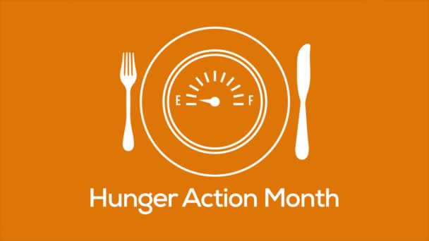 Açlık Eylem Ayı konulu video animasyonu her yıl Eylül ayında gözlemlenmektedir. 4k hareket grafikleri. - Video, Çekim