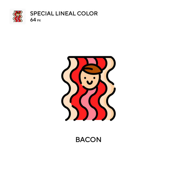Bacon Ícone de cor linear especial. Modelo de design de símbolo de ilustração para elemento UI móvel da web. Pictograma moderno de cor perfeita em curso editável. - Vetor, Imagem