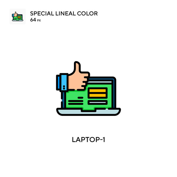 Laptop-1 Icono especial de color lineal. Plantilla de diseño de símbolo de ilustración para elemento de interfaz de usuario móvil web. Pictograma moderno de color perfecto en un trazo editable. - Vector, Imagen