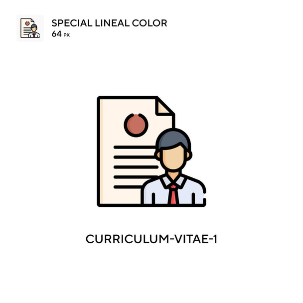 Curriculum-vitae-1 Icône spéciale de couleur linéaire. Modèle de conception de symbole d'illustration pour l'élément d'interface utilisateur mobile Web. Pictogramme moderne de couleur parfaite sur coup modifiable. - Vecteur, image