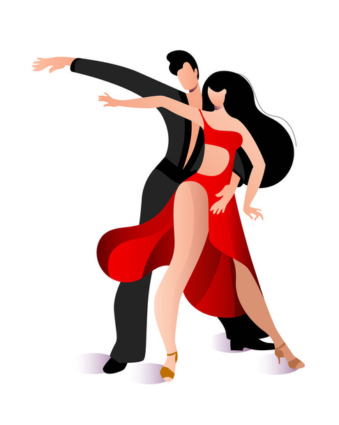 Mooi koppel dansen Latijns-Amerikaanse dans van Rumba. - Vector, afbeelding