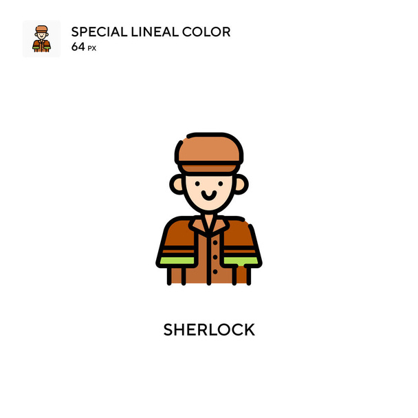 Sherlock Special marka renk ikonu. Web mobil UI ögesi için resimleme sembolü tasarım şablonu. Düzenlenebilir vuruş üzerine mükemmel renk modern pictogram. - Vektör, Görsel