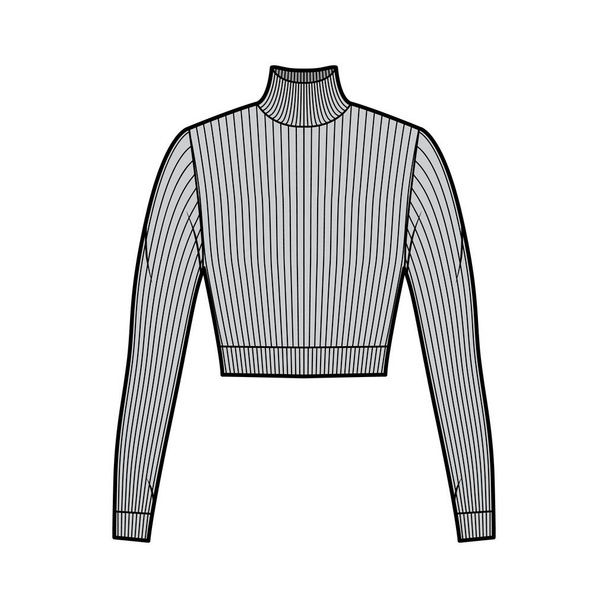 Обрізаний черепашковий ребристий светр технічної моди ілюстрації з довгими рукавами, крупним планом форми
.  - Вектор, зображення
